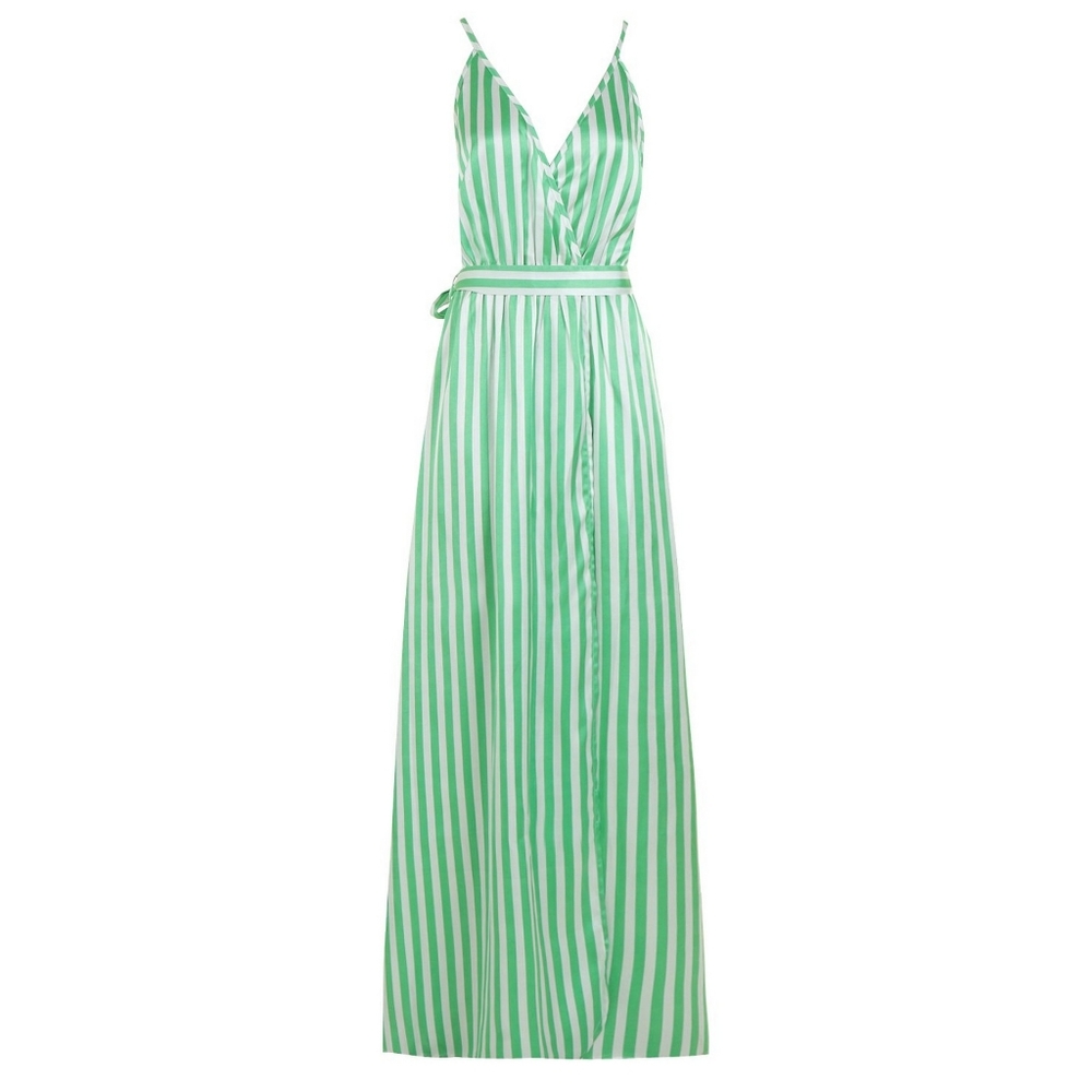 BOOHOO Jade Contrast Stripes Satin Slip Dress